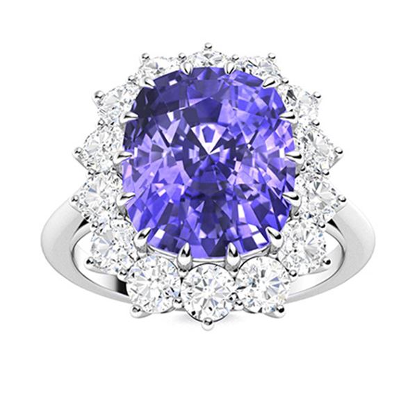 Natural 5.12 CTW Tanzanite & Diamond Engagement Ring 14K White Gold