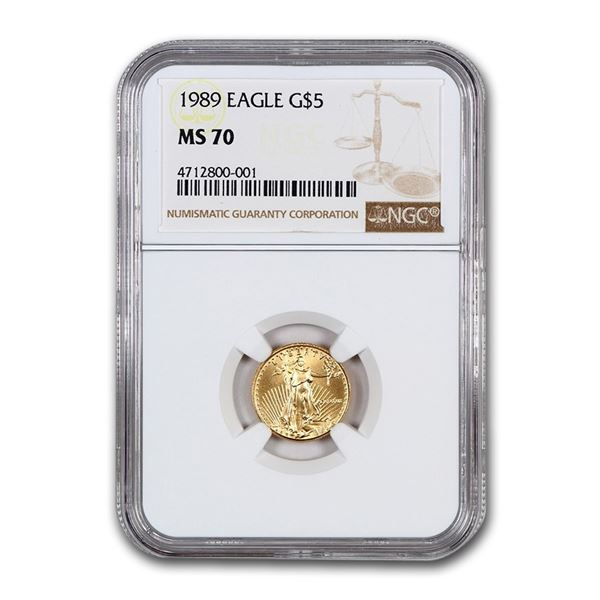 1989 1/10 oz Gold American Eagle MS-70 NGC