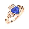 Image 2 : Natural 1.03 CTW Ceylon Sapphire & Diamond Engagement Ring 18K Rose Gold