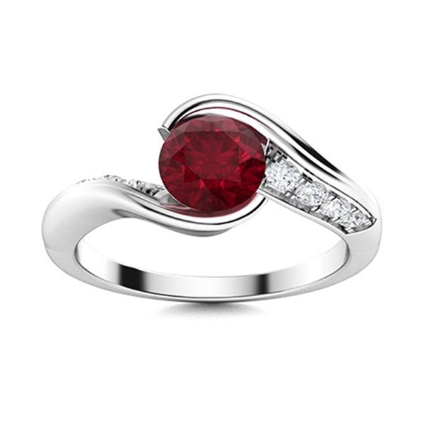 Natural 1.81 CTW Ruby & Diamond Engagement Ring 14K White Gold
