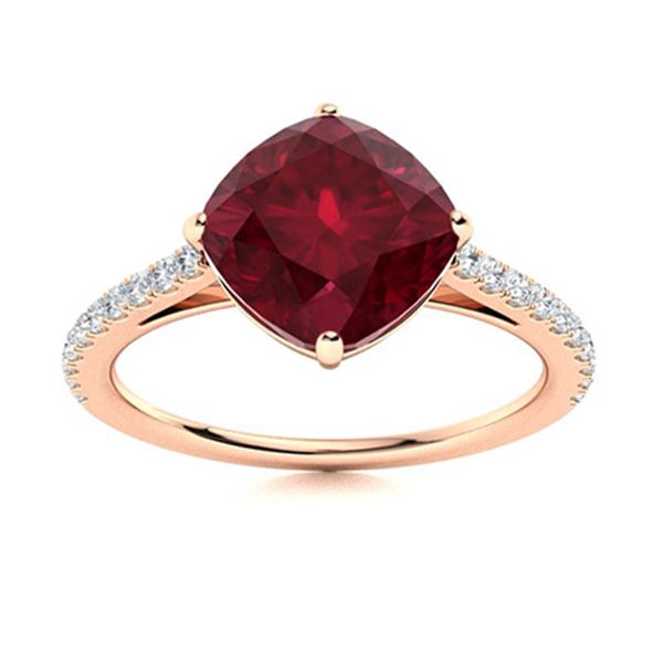 Natural 1.62 CTW Ruby & Diamond Engagement Ring 18K Rose Gold
