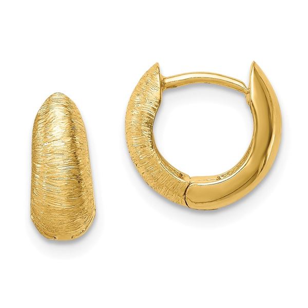 14k Yellow Gold Textured Hoop Earrings - 26 mm