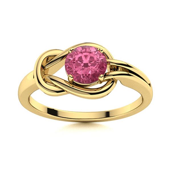Natural 0.58 CTW Pink Sapphire Solitaire Ring 14K Yellow Gold
