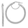 Image 1 : 14k White Gold Twisted Round Hoop Earrings - 30 mm