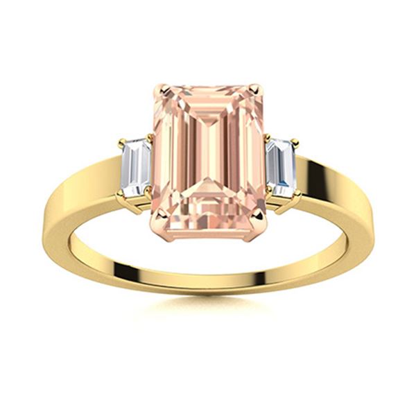 Natural 1.63 CTW Morganite & Diamond Engagement Ring 18K Yellow Gold