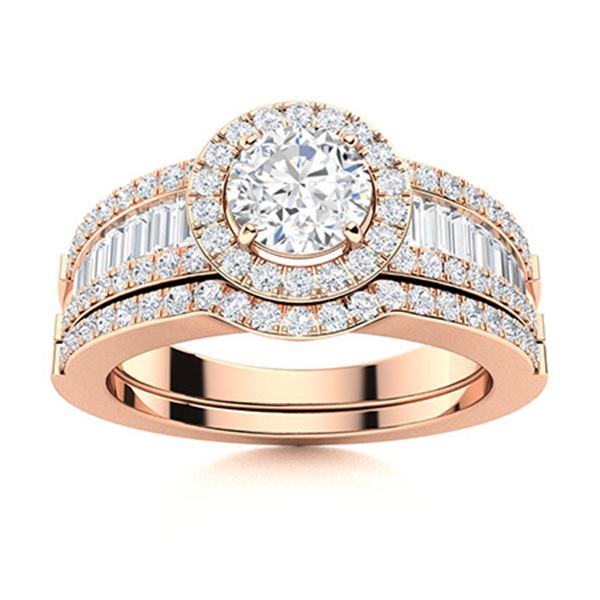 Natural 1.43 CTW Diamond Solitaire Ring 14K Rose Gold