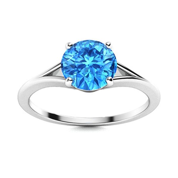Natural 1.06 CTW Topaz Solitaire Ring 18K White Gold