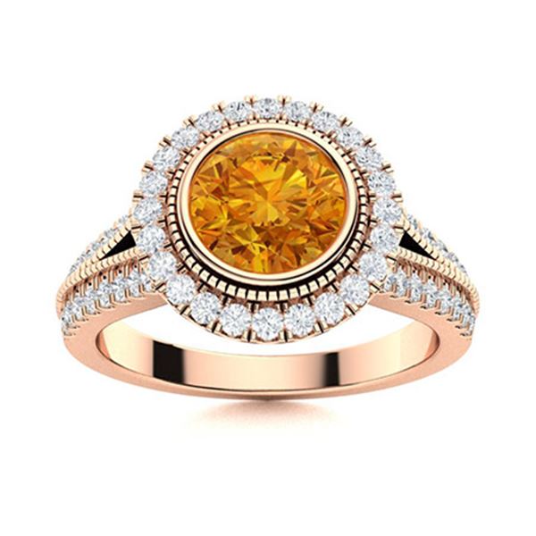 Natural 1.78 CTW Citrine & Diamond Engagement Ring 14K Rose Gold