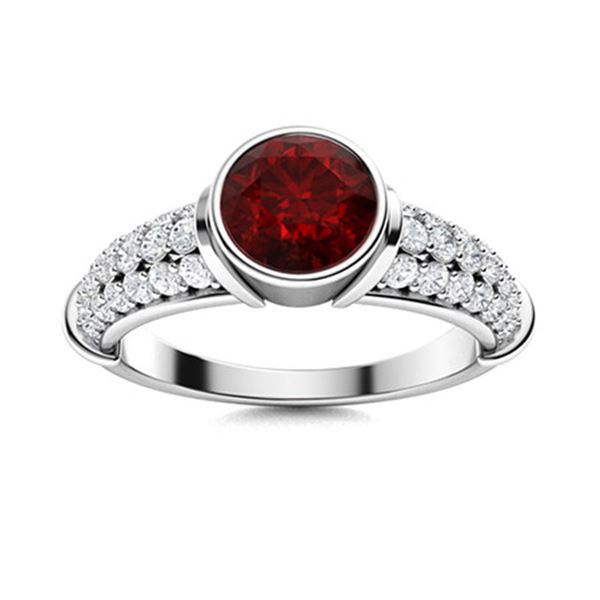 Natural 1.26 CTW Garnet & Diamond Engagement Ring 14K White Gold