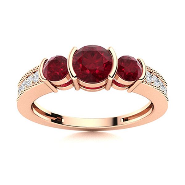 Natural 1.14 CTW Ruby & Diamond Engagement Ring 14K Rose Gold