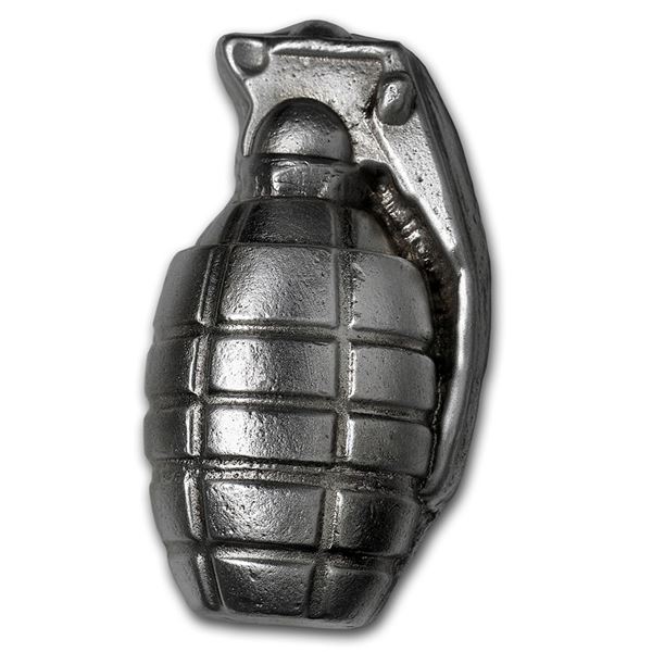 6 oz Hand Poured Silver Grenade - Big Boom!