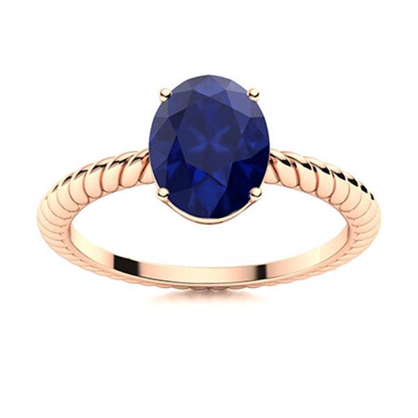 Natural 1.38 CTW Sapphire Solitaire Ring 18K Rose Gold