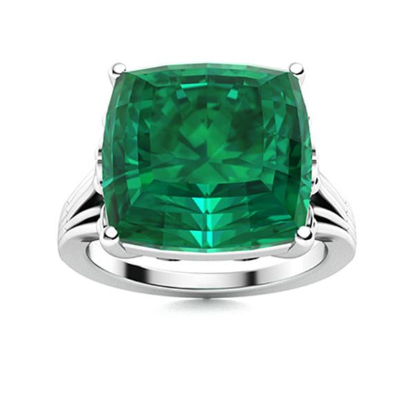 Natural 4.64 CTW Emerald Solitaire Ring 18K White Gold
