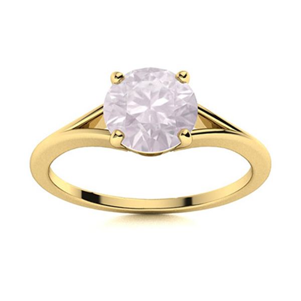 Natural 1.72 CTW Rose Quartz Solitaire Ring 18K Yellow Gold