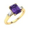 Image 2 : Natural 1.64 CTW Amethyst & Diamond Engagement Ring 14K Yellow Gold
