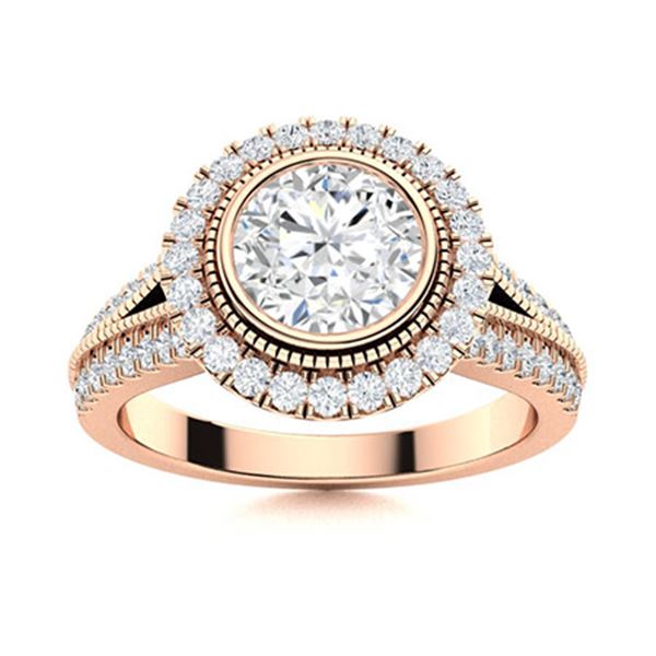 Natural 1.75 CTW Diamond Solitaire Ring 18K Rose Gold