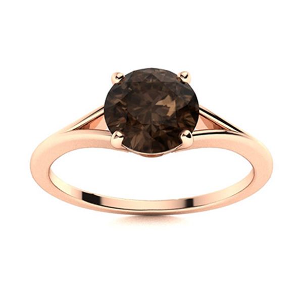 Natural 1.21 CTW Smoky Quartz Solitaire Ring 14K Rose Gold