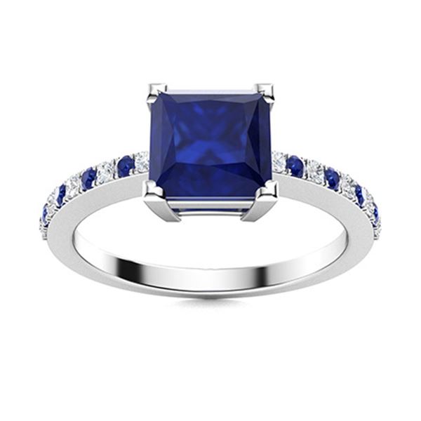 Natural 1.17 CTW Sapphire & Diamond  Engagement Ring 14K White Gold