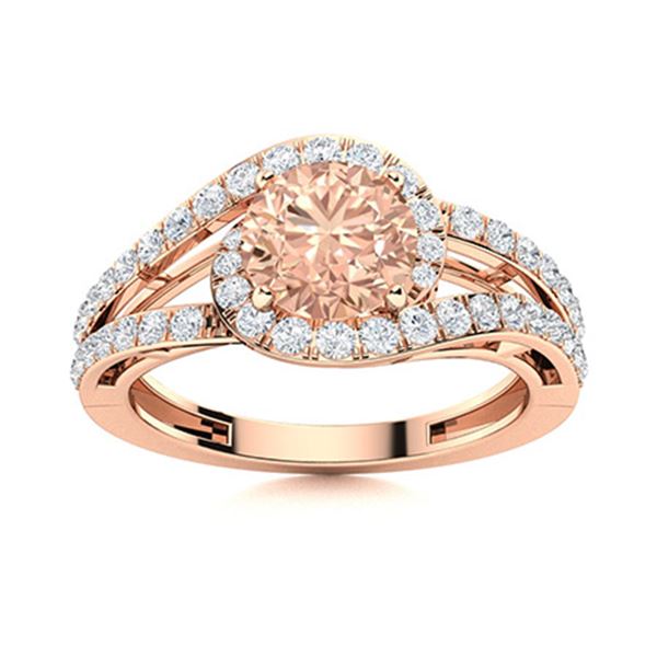 Natural 1.26 CTW Morganite & Diamond Engagement Ring 14K Rose Gold