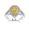 Image 1 : Natural 3.02 CTW Pear Cut Canary Yellow Double Halo Diamond Engagement Ring 18KT Two-tone