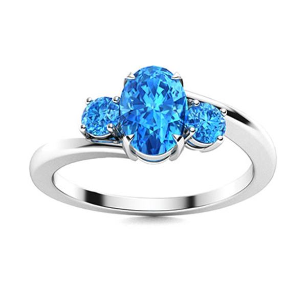 Natural 1.24 CTW Topaz Solitaire Ring 14K White Gold