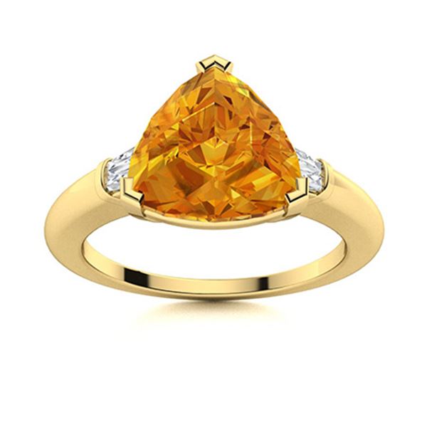 Natural 2.18 CTW Citrine & Diamond Engagement Ring 18K Yellow Gold