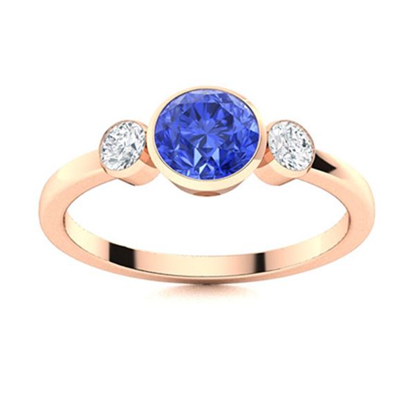 Natural 0.96 CTW Ceylon Sapphire & Diamond Engagement Ring 14K Rose Gold