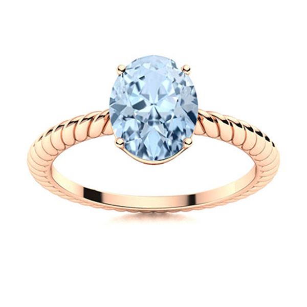 Natural 2.13 CTW Aquamarine Solitaire Ring 18K Rose Gold