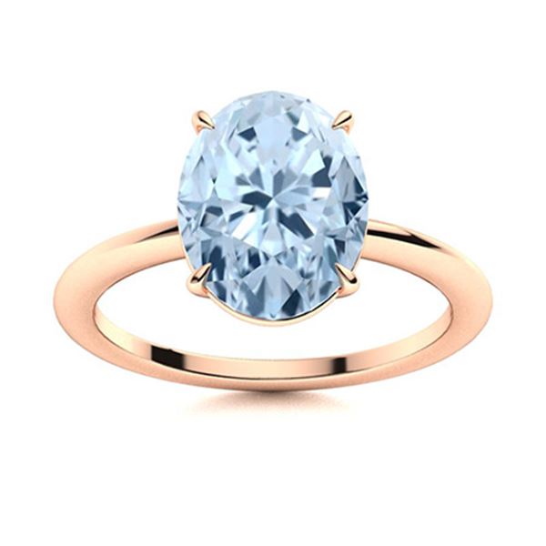 Natural 2.12 CTW Aquamarine Solitaire Ring 14K Rose Gold