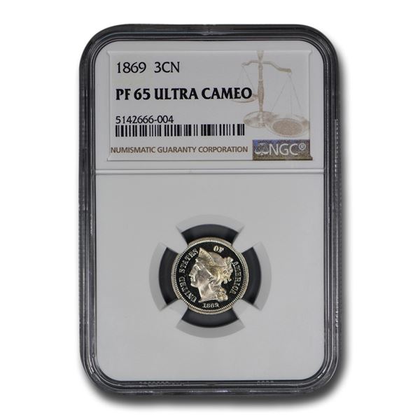 1869 Three Cent Nickel PF-65 UCAM NGC