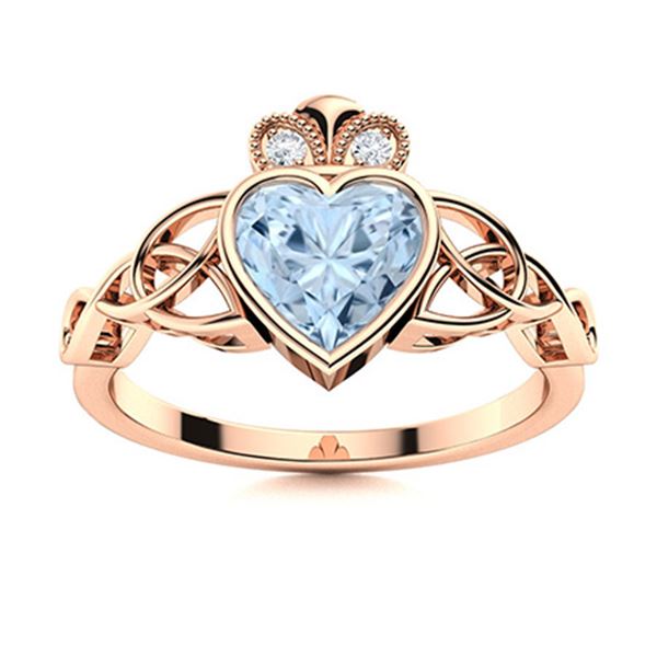 Natural 0.44 CTW Aquamarine & Diamond Engagement Ring 18K Rose Gold