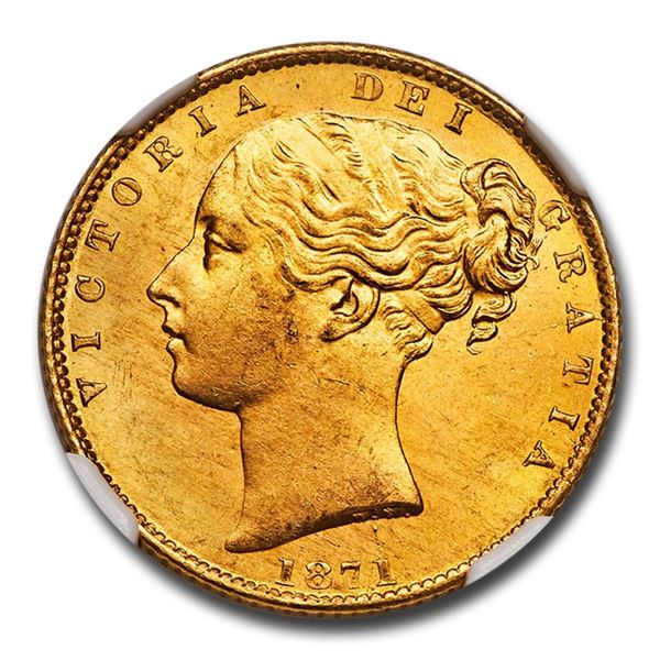 1871 Great Britain Gold Sovereign Victoria Shield MS-65 NGC D30