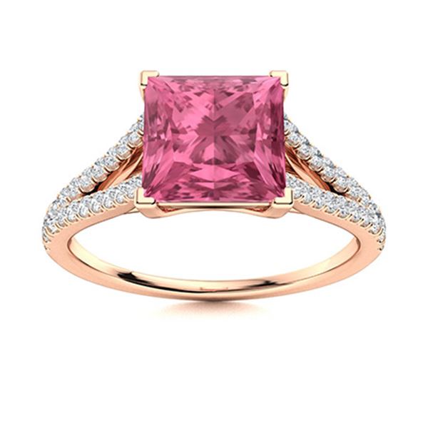 Natural 1.06 CTW Tourmaline & Diamond Engagement Ring 14K Rose Gold