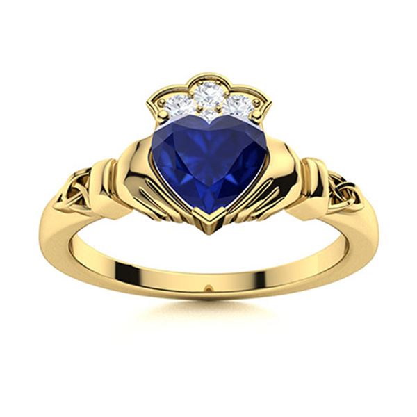 Natural 0.67 CTW Sapphire & Diamond Engagement Ring 18K Yellow Gold
