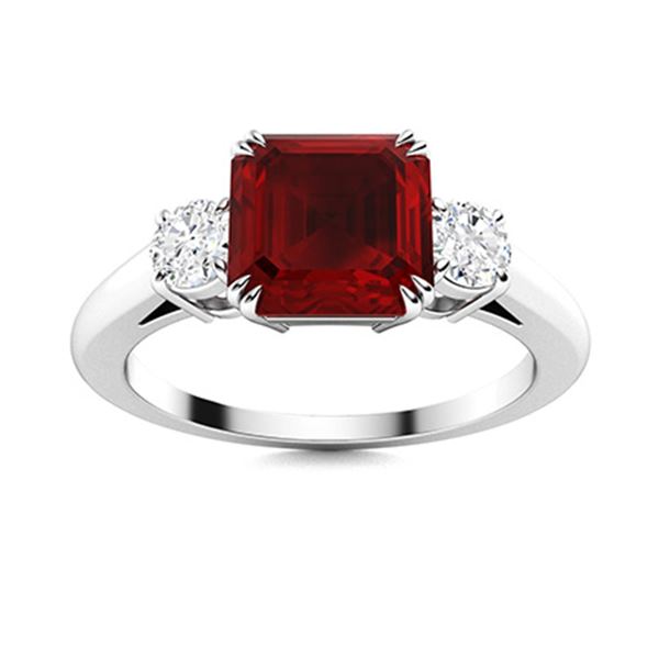 Natural 1.75 CTW Garnet & Diamond Engagement Ring 18K White Gold