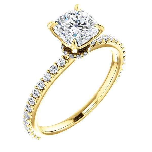 Natural 2.72 CTW Cushion Cut Diamond Engagement Ring 14KT Yellow Gold
