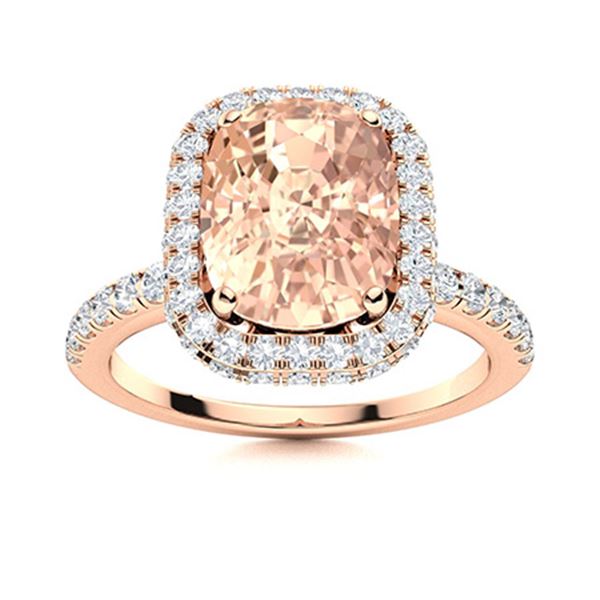 Natural 2.59 CTW Morganite & Diamond Engagement Ring 18K Rose Gold