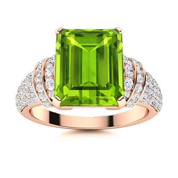 Natural 3.48 CTW Peridot & Diamond Engagement Ring 14K Rose Gold