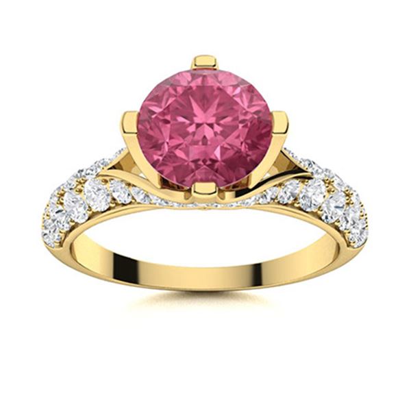 Natural 2.54 CTW Tourmaline & Diamond Engagement Ring 18K Yellow Gold