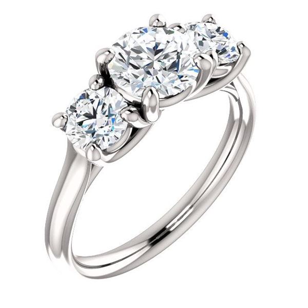 Natural 1.52 CTW 3-Stone Round Cut Diamond Engagement Ring 18KT White Gold