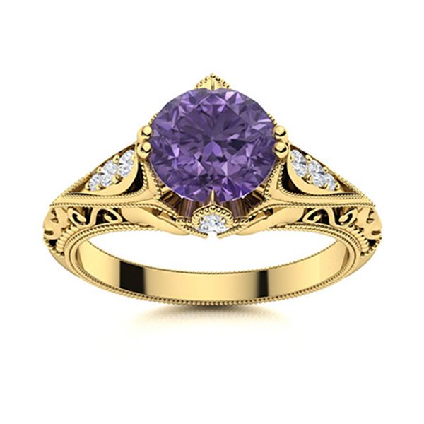 Natural 1.17 CTW Iolite & Diamond Engagement Ring 14K Yellow Gold