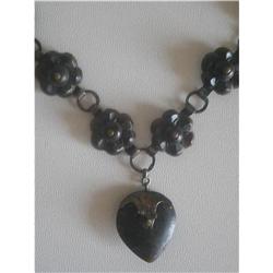 Victorian Hand Carved Whitby Jet Necklace #1667919