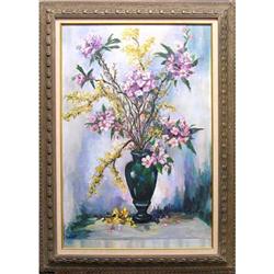 ORIG OIL PAINTING STILL LIFE FLOWER ARRANGEMENT#1668065