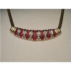 Estate 14K YG Gold Ruby Diamond Necklace #1668229