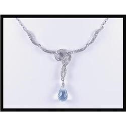 Elegant 14K White Gold Blue Topez and Diamond #1681594