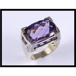 Gorgeous 14K Yellow Gold Amethyst and Diamond #1681595