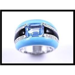 Stylish 18K White Gold Turquoise, Onyx and #1681597