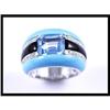 Image 1 : Stylish 18K White Gold Turquoise, Onyx and #1681597