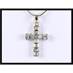 Splendid 18K Yellow Gold Diamond Cross Pendant #1681600