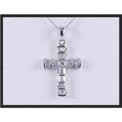 Wonderful 18K White Gold Diamond Cross Pendant #1681601